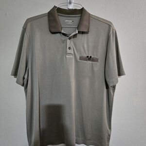 UNTUCKit Two-Tone Olive Polo with Brown Collar